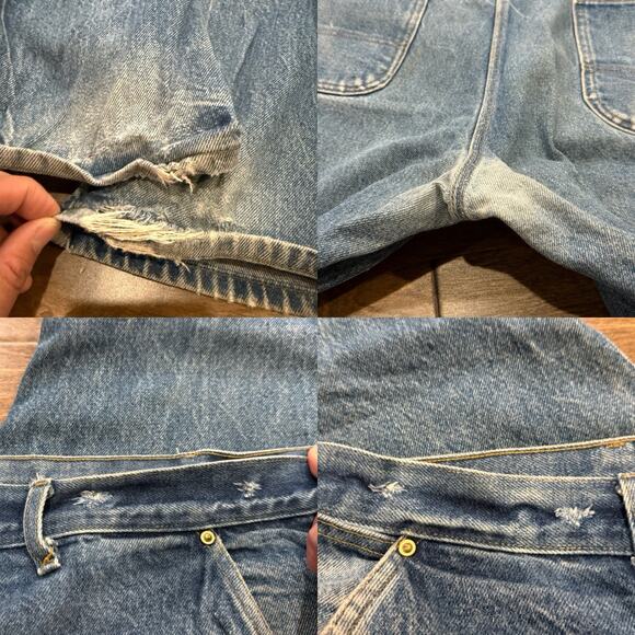 Vintage Carhartt Mens Blue Carpenter Double Knee Denim Jeans Size 42x32 B07 DNM - Picture 14 of 14